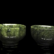 Pair of small jade bowls, 20th century