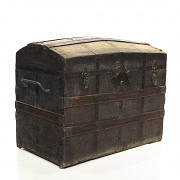 Metal and embossed leather chest, 19th century