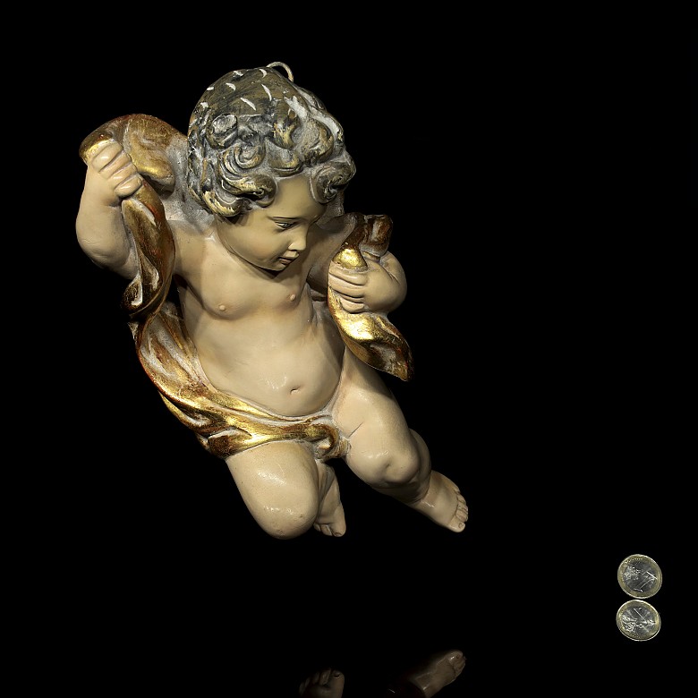 Painted cherub sculpture, 20th century