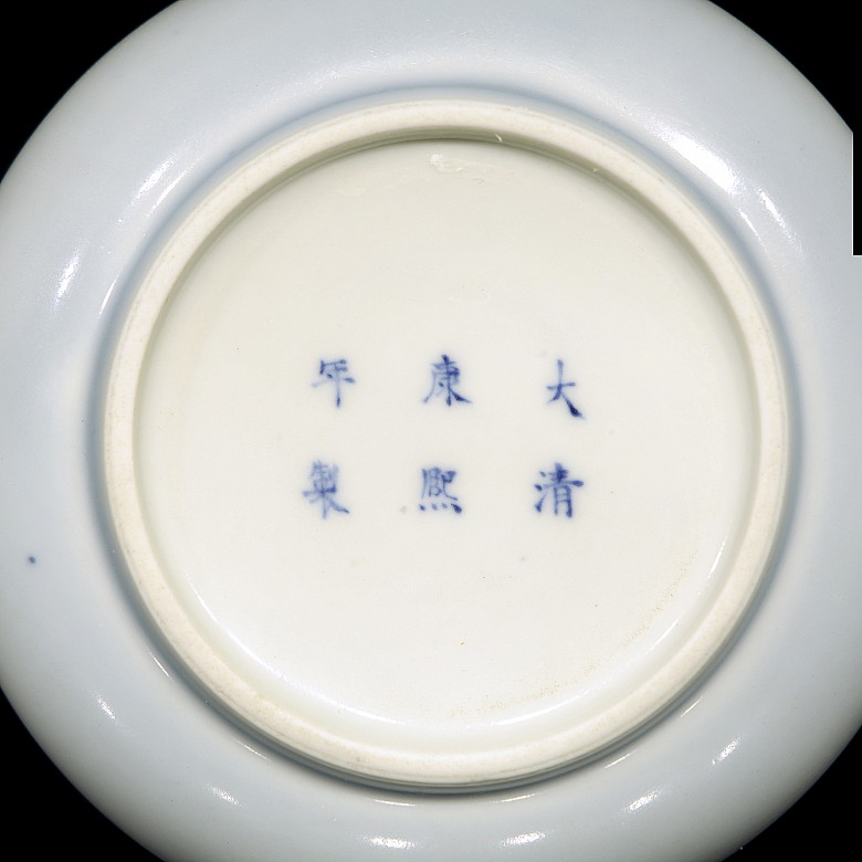 Bote para pinceles de porcelana china, con marca Kangxi