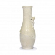 Chinese white glazed vase with dragon in relief, 20th century