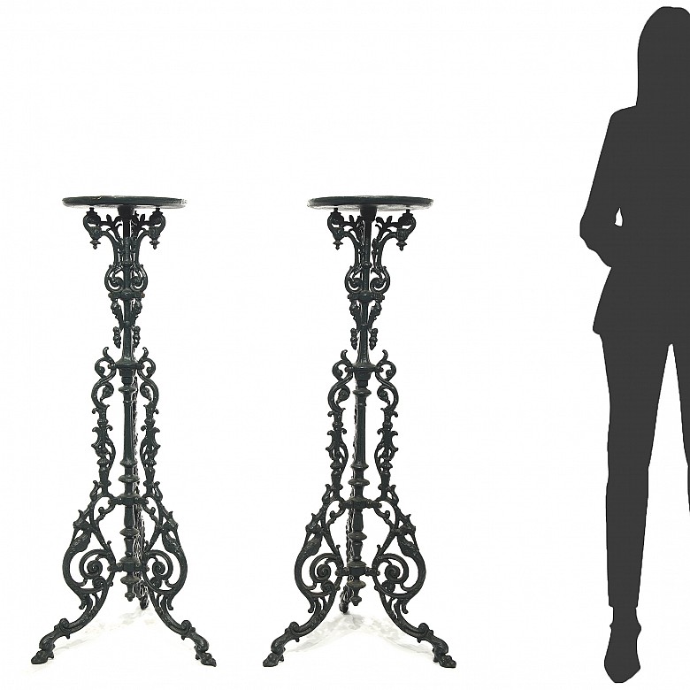 Pair of cast-iron pedestals, 20th century