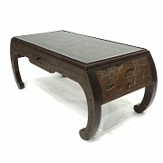 Low carved wood table, China, 20th century