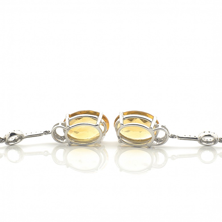 Earrings in 18k white gold with citrines and diamonds