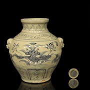 Ceramic vase with lotuses and birds, 20th century