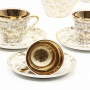 White porcelain tea set with gold details, 20th century. - 2