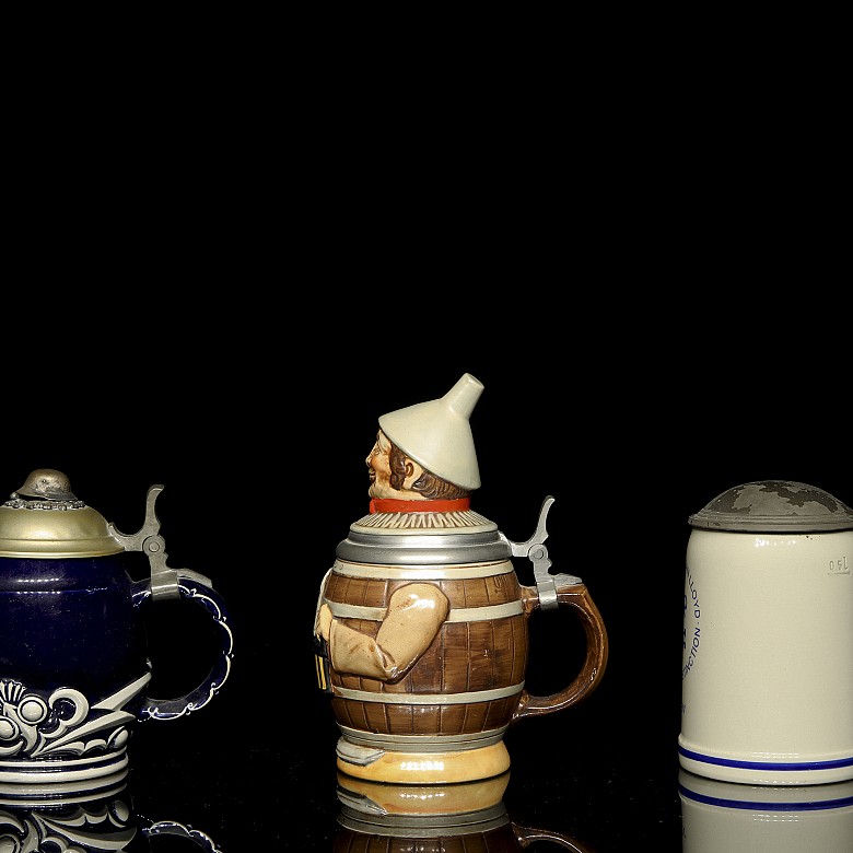 Three German ceramic beer steins, 20th century