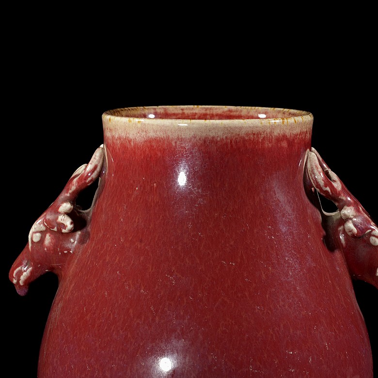 Hu ‘Deer’ red-glazed vase, Qing dynasty