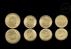 Four gold coins ‘Five and ten Mexican pesos’