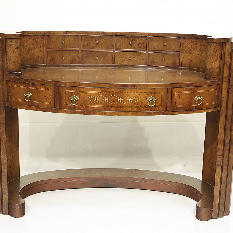 Elm oval Art Deco style desk - 5