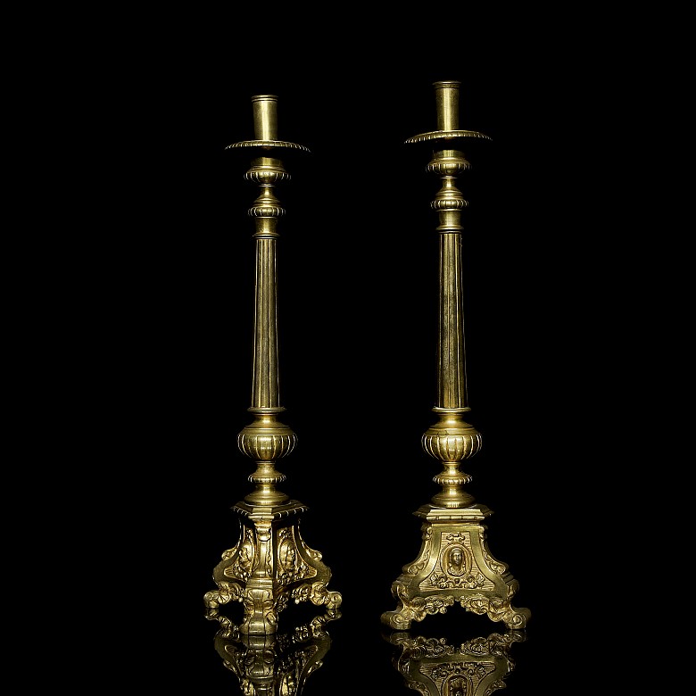 Pair of altar candlesticks, 20th century