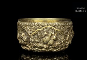 Bowl with reliefs, Tibet, 20th century