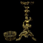 Gilded wooden pedestal with faun, 19th century