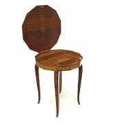 Wooden sewing table with marquetry decoration, 20th century