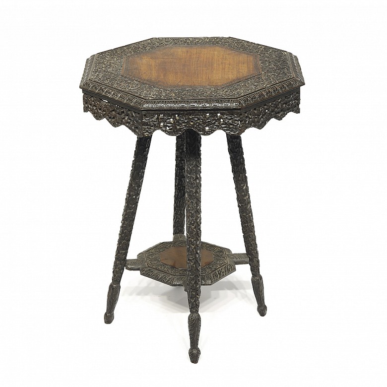 Asian carved wooden side table, 19th century