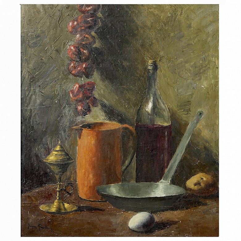 Juan Guillem Satorre (20th century) ‘Still life with frying pan’