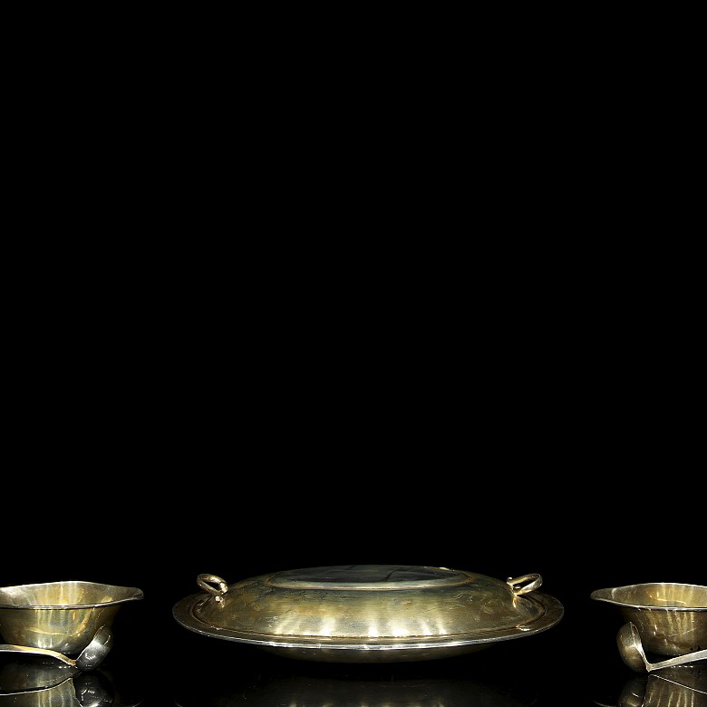 Set of four silver objects, 20th century