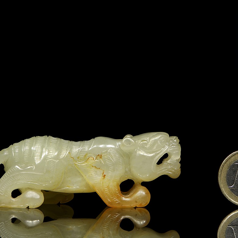 Carved jade mythical beast figure, Han dynasty