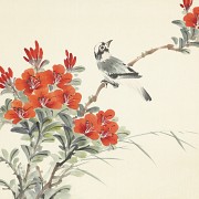 Three chinese paintings ‘Blossoming branches with birds’, 20th century - 2