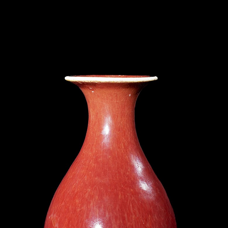 Red enamelled porcelain vase, Qing dynasty