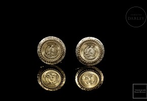 Gold cufflinks with coins from Mexico