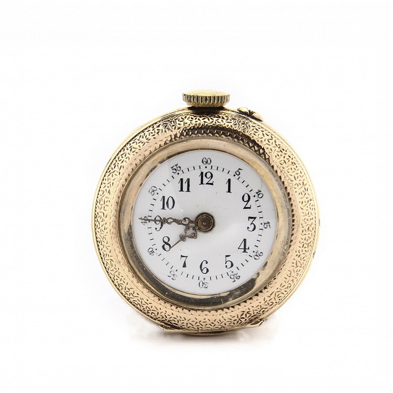 Swiss woman's pocket watch in 14k yellow gold, 19th century.