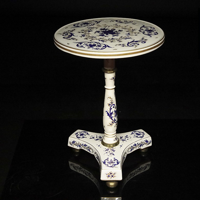 Enameled porcelain side table, 20th century