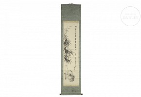 Chinese painting ‘Bamboo and poem’, 20th century