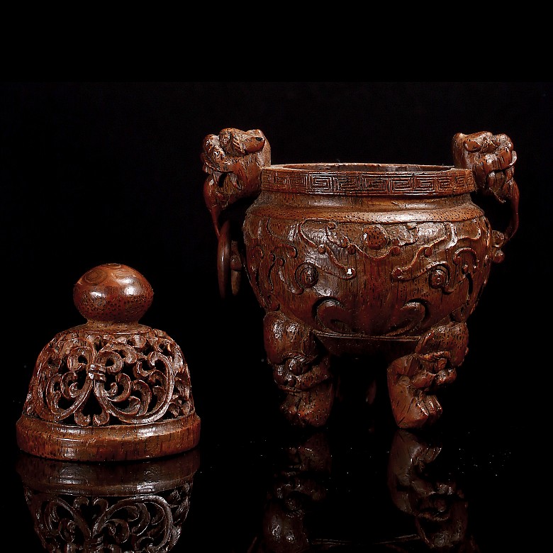 Bamboo tripod censer, Qing dynasty