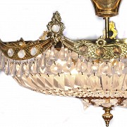 Bronze lamp and soffit with glass, 20th century