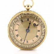 Pocket watch, 18k yellow gold plated, 19th c.