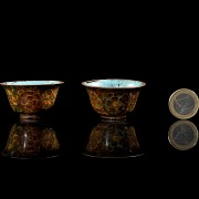 Pair of cloisonné floral-patterned cups, Qing Dynasty