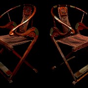 Chinese folding chairs in Ming style, 20th century