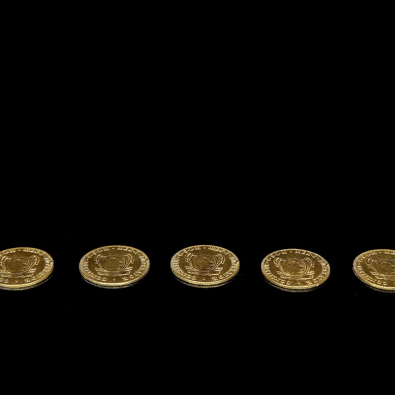 Five gold coins ‘Agustín I’, Mexico 19th century