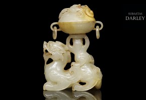 White jade oil lamp, Han dynasty