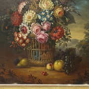 Italian School 20th century ‘Basket of flowers and fruits’