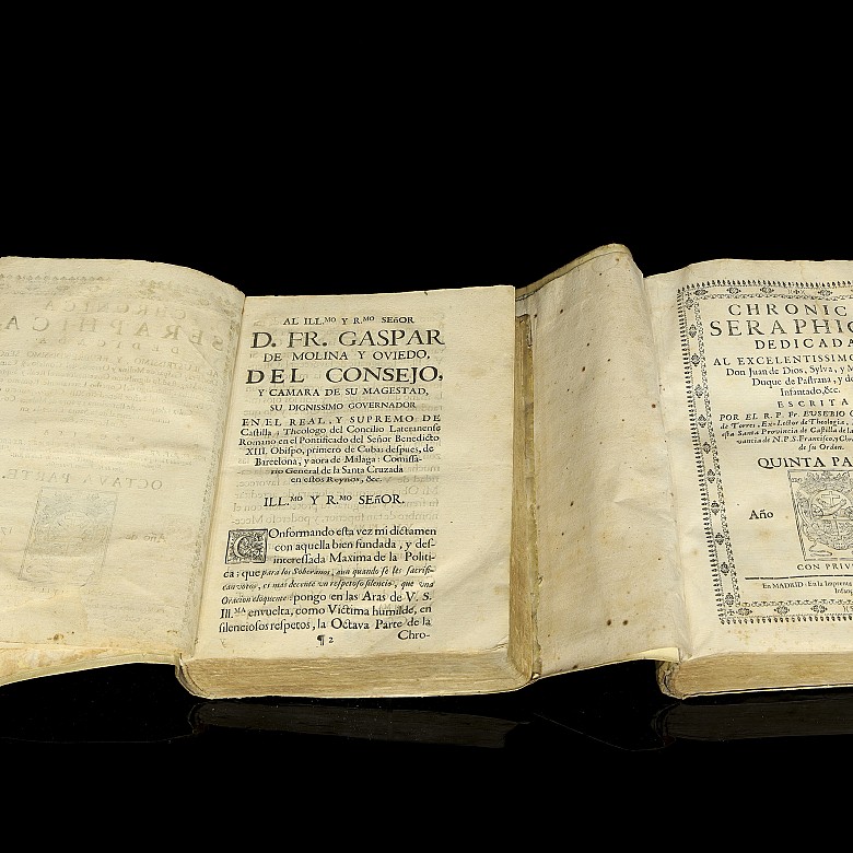 Collection of six books ‘Crónica Seráfica’ 17th-18th century