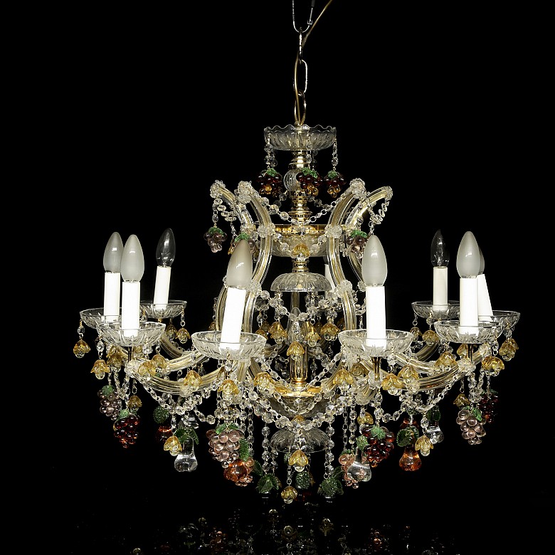 Chandelier lamp with fruit decorations, 20th century