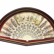 Bone fan with fan holder ‘Family scene’, 20th century