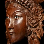 Carved wooden head, Bali, 20th century