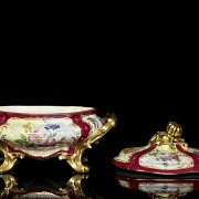 French porcelain tureen with oval dish, 20th century