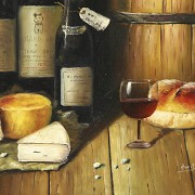 Ana D. (20th century) ‘Still life with wine and cheese’