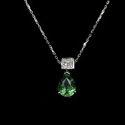 White gold with tsavorite and brilliant pendant - 2