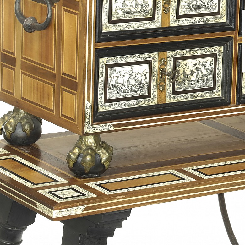 Spanish bargueño with table, 20th century