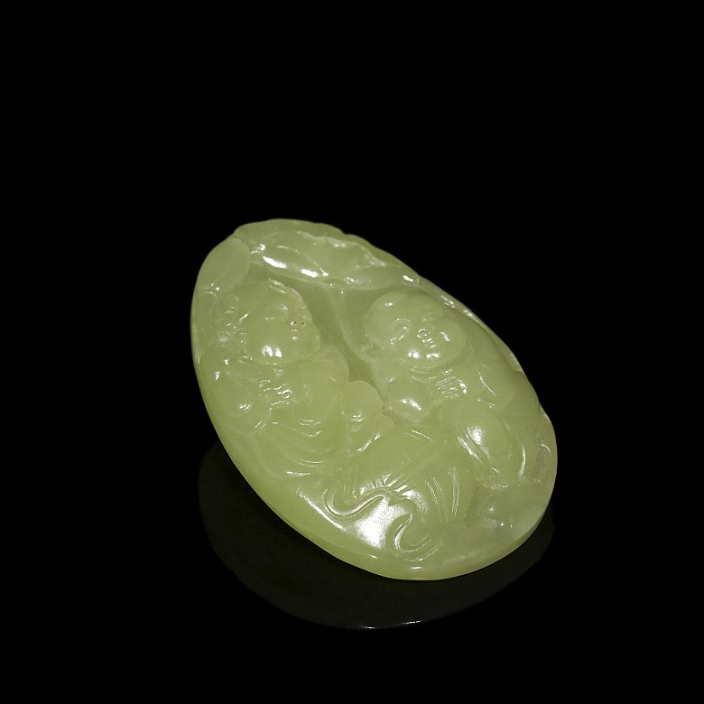 Medalla de jade amarillo tallado, dinastía Qing, S.XIX