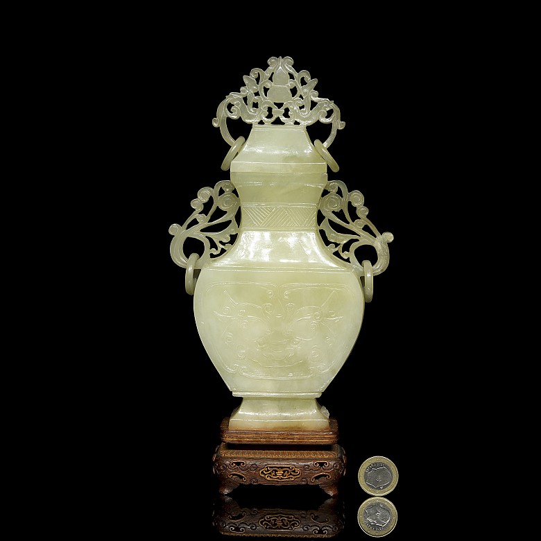 Carved jade vase, 20th century