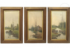 R. Molas (19th century) Set of three landscapes