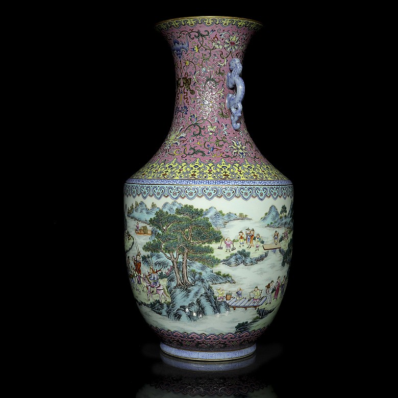 Large porcelain vase, pink family, 20th century