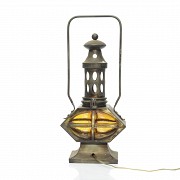 Metal and glass lantern.