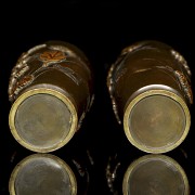 Pair of small Asian bronze vases, 20th century